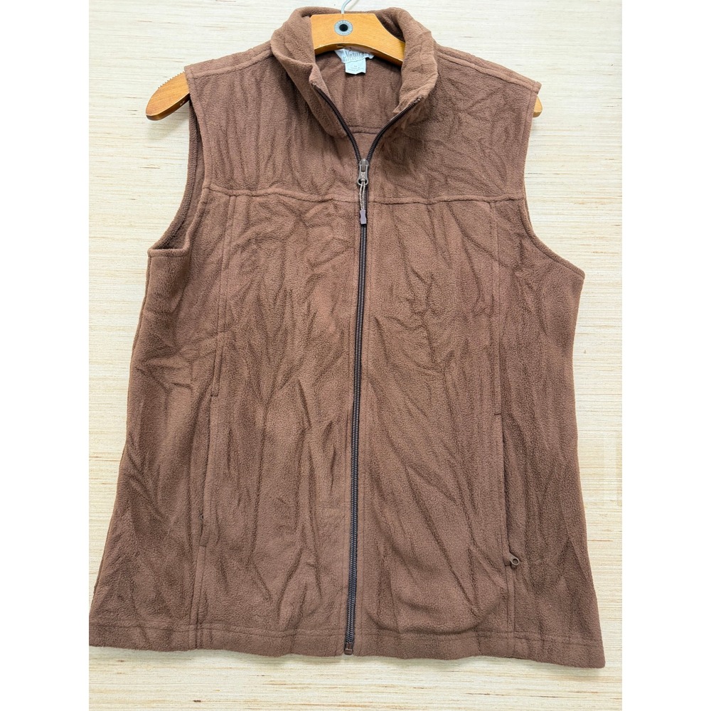 Natural Reflections Womens Brown Fleece Full Zip Mock Neck Vest Size M 7333